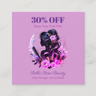 Blush Floral Beauty Custom Salon Discount Card