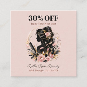 Blush Floral Beauty Custom Salon Discount Card