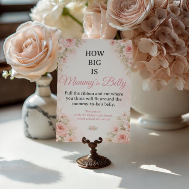 Blush Floral Belly Size Baby Shower Game Sign (Creator Uploaded)