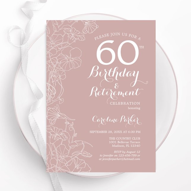 Blush Floral Birthday & Retirement Party Invitation (Creator Uploaded)