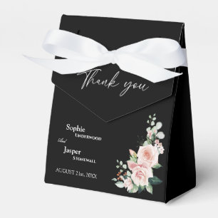 Blush Floral Black Wedding Thank You Favour Box