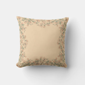 Blush Floral Boho Chic Throw Pillow