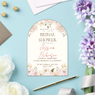 Blush Floral Bridal Shower Acrylic Invitations