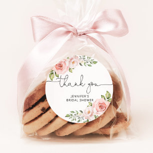 Blush floral bridal shower classic round sticker
