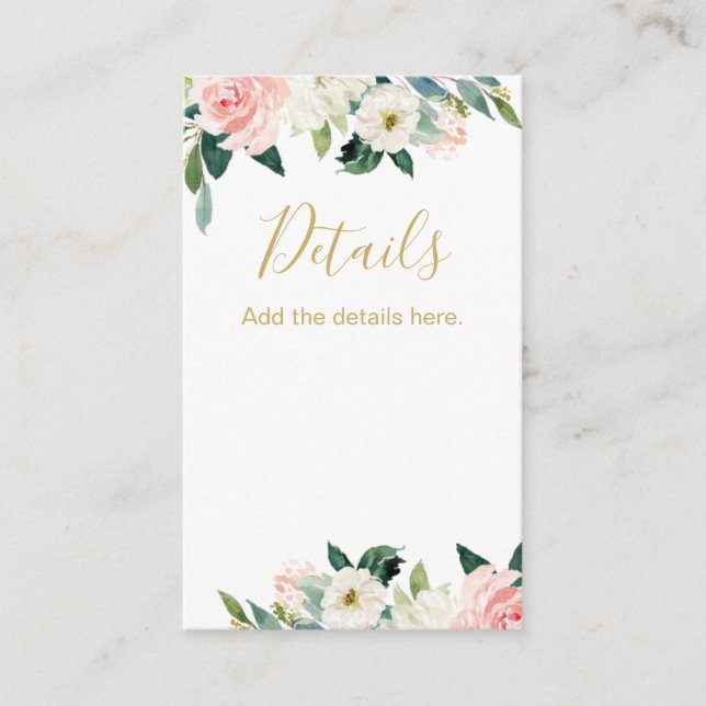 Blush Floral Bridal Shower Details Insert (Front)