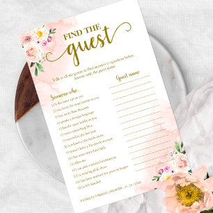 Blush Floral Bridal Shower Find The Guest Game Flyer