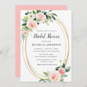 blush floral bridal shower invitation