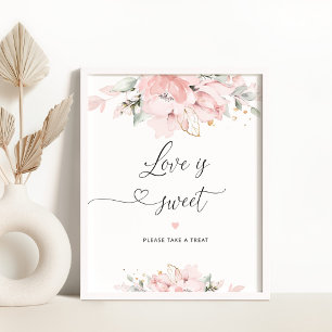 Blush floral bridal shower Love is sweet Poster