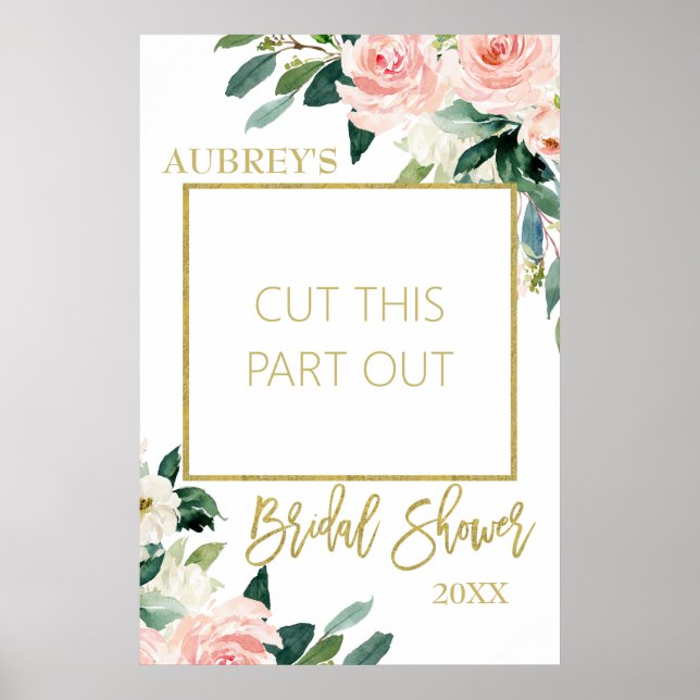 Blush Floral Bridal Shower Photo Booth Frame Poster (Front)