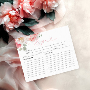 Blush Floral Bridal Shower Recipe Cards