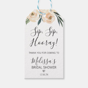 Blush Floral Bridal Shower Sip Sip Hooray Tag