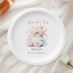 Blush Floral Bridal Tea Party Paper Plate