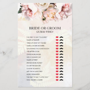 Blush Floral Bride or Groom Shower Game