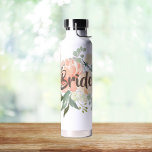 Blush Floral Bride Water Bottle<br><div class="desc">Multiple colours available. Personalise with your name or title.</div>