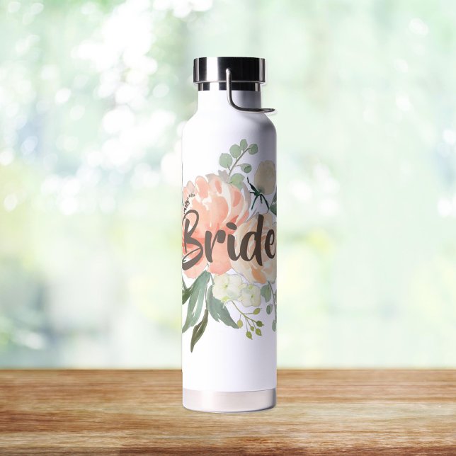 Blush Floral Bride Water Bottle (Creator Uploaded)