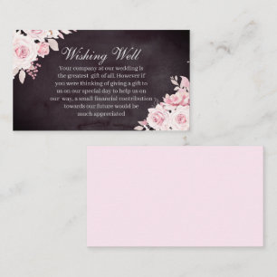 Blush Floral Burgundy Wedding Wishing Well Card