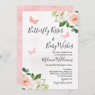 Blush Floral Butterfly Baby Shower Invitation