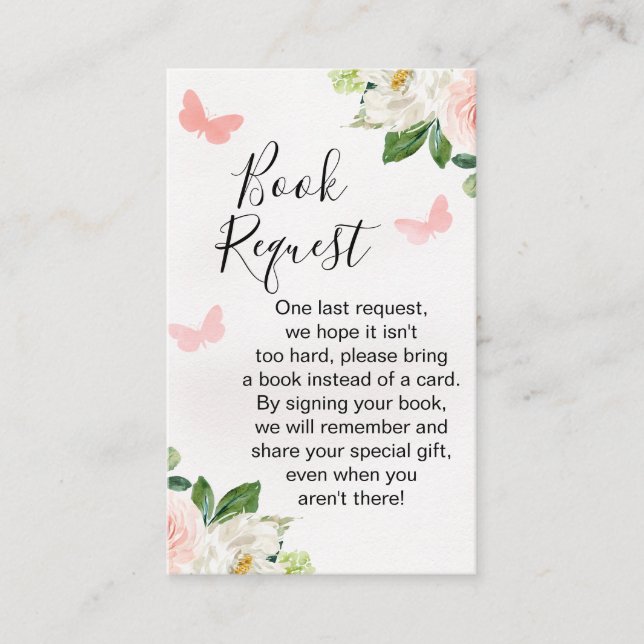 Blush Floral Butterfly Book Request Insert (Front)