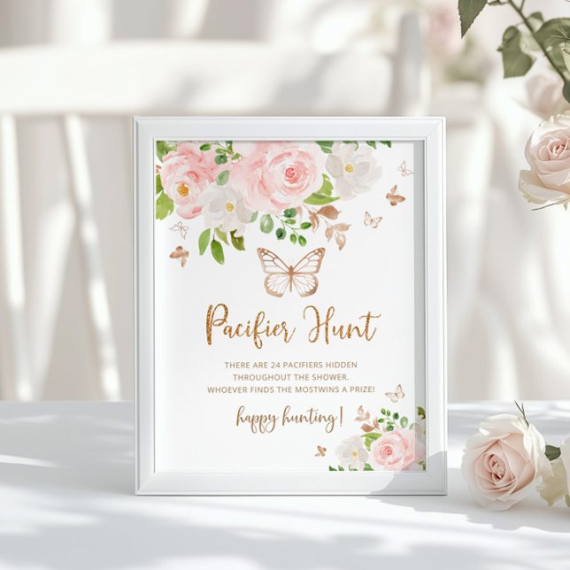 Blush Floral butterfly pacifier hunt game Poster (Creator Uploaded)