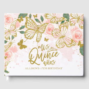 Blush Floral Butterfly Quinceanera Guest Book