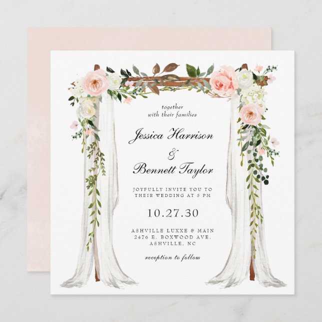 Blush Floral Canopy Wedding Invitation (Front/Back)