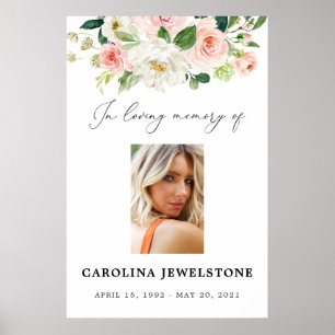 Blush Floral Celebration Of Life Sign, Welcome Poster