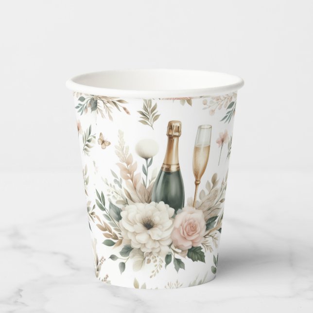 Blush Floral Champagne Cups (Front)