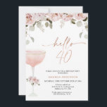 Blush Floral Champagne Glass Hello 40 Birthday  Invitation<br><div class="desc">Blush Floral Champagne Glass Hello 40 Birthday Invitation 

Bohemian or chic inspired hello 40 birthday invitation featuring a lovely blush floral and eucalyptus arrangement at the top of the design and a blush colored champagne glass. This hello 40,  40th birthday invitation also includes a faux rose gold heading image.</div>