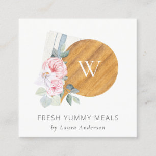 Blush Floral Chopping Board Napkin Catering Square Business Card