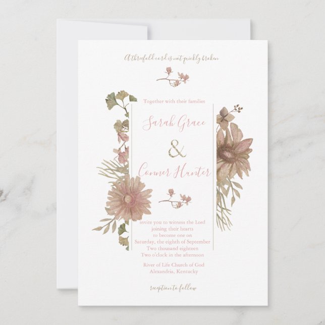 Blush Floral Christian Wedding Invitation (Front)