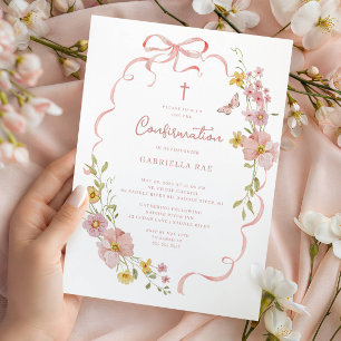 Blush Floral Confirmation Invitation