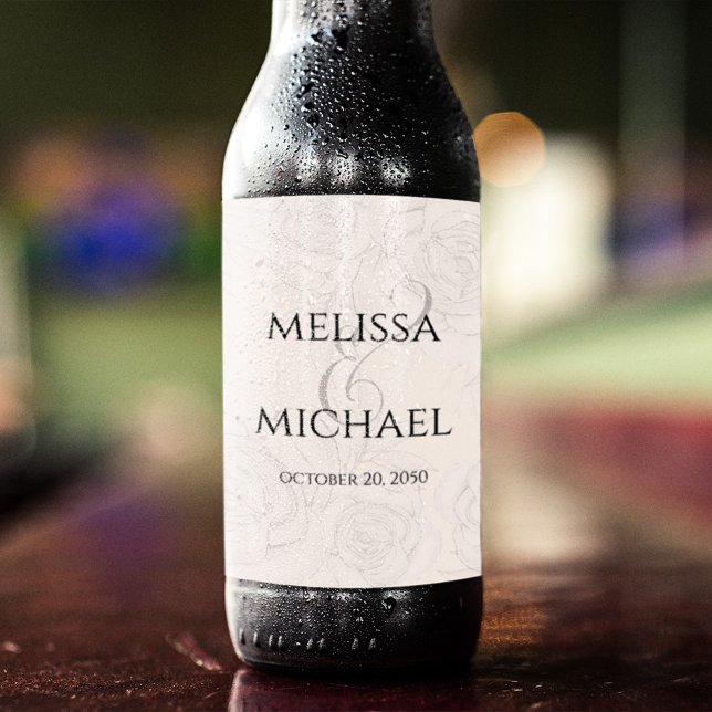 Blush Floral Custom Wedding Reception  Beer Bottle Label (Creator Uploaded)