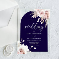 Blush Floral Deep Navy Arch Wedding
