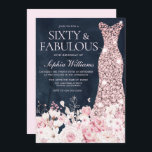Blush Floral & Dress Navy 60th Birthday Party Invitation<br><div class="desc">Blush Floral & Dress Navy Blue Watercolor 60th Birthday Party & Fabulous 60th Birthday Party Sixty & fabulous invite

See matching collection in Niche and Nest Store

Many thanks</div>