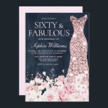 Blush Floral & Dress Navy 60th Birthday Party Invitation<br><div class="desc">Blush Floral & Dress Navy Blue Watercolor 60th Birthday Party & Fabulous 60th Birthday Party Sixty & fabulous invite

See matching collection in Niche and Nest Store

Many thanks</div>