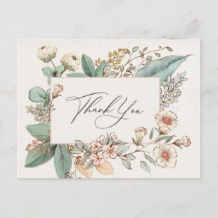 blush floral dusty pink baby shower thank you postcard