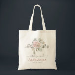 Blush floral dusty rose boho chic bridesmaid  tote bag<br><div class="desc">Blush floral dusty rose boho chic bridesmaid tote bag,  bridesmaid gift. This wedding design is part of my Blush Rose Wedding collection (https://www.zazzle.com/collections/blush_rose_wedding-119664950616194974),  
where you can find wedding inviation,  save the date,  RSVP,  wedding enclosure,  menu,  wedding favor,  etc designs.</div>