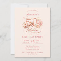 Blush Floral Elegant 50th Birthday Celebration