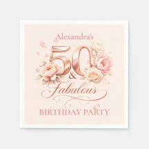Blush Floral Elegant 50th Birthday