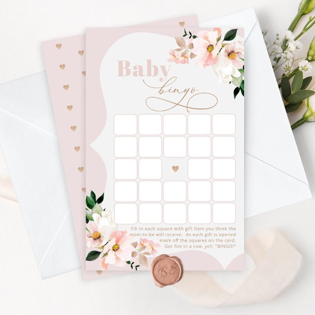 Blush floral elegant baby shower bingo game (Creator Uploaded)