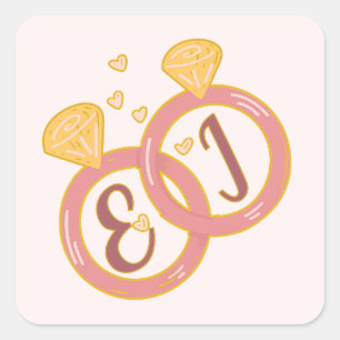 Blush Floral Engagement Envelope Sticker Editable