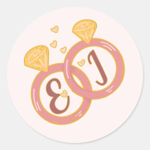 Blush Floral Engagement Envelope Sticker Editable