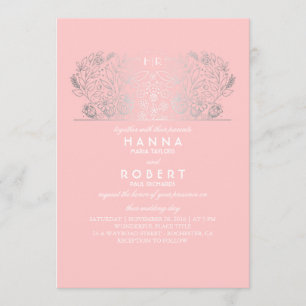 Blush Floral - Eternal Romance Silver Wedding Invitation