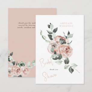 Blush Floral Eucalyptus Bridal Shower  Thank You Card