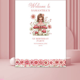 Blush Floral Fairy Cute 4th Birthday Backdrop Tapestry