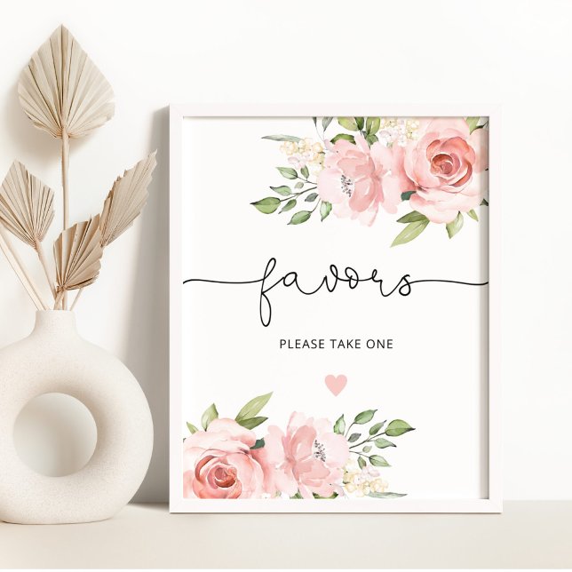 Blush floral Favors please take one Poster (Creator Uploaded)