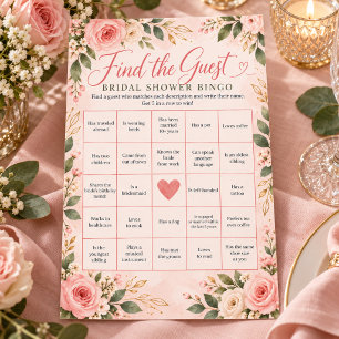 Blush Floral Find the Guest Bridal Shower Bingo Flyer