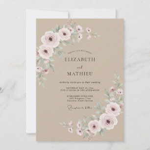 Blush Floral Flourish Wedding Invitation