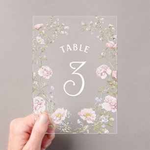Blush Floral Frame Acrylic Table Number