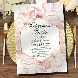Blush Floral Frame Retirement Party Invitation